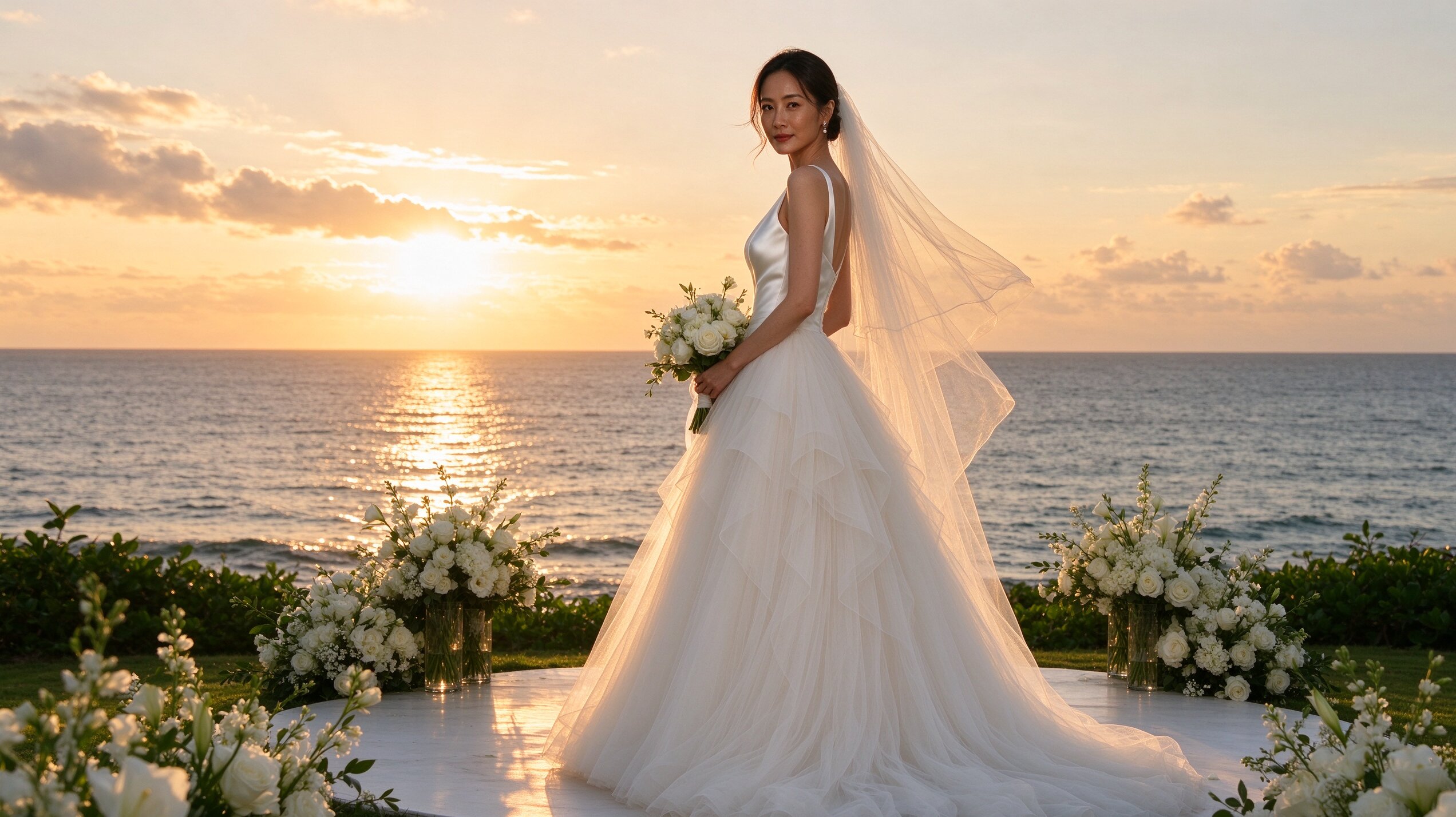 Bridal dress custom sizing guide with measuring tape and lace fabric details